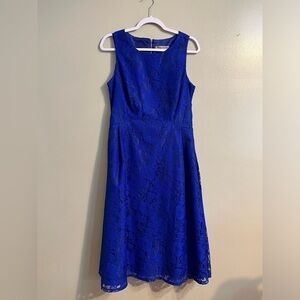 Danny And Nicole Womens Blue Lace Lined Back Zip Party Cocktail Dress Sz 10